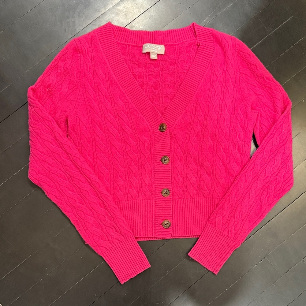 J. Crew Women's Vibrant Pink Cashmere Cardigan - XS
